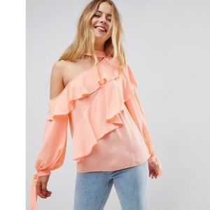 ASOS Ruffle Blouse with Exposed Shoulder